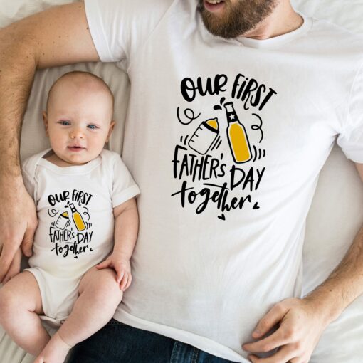 Our First Father’s Day Together Drinking Buddies Daddy and Kid Matching Tee Happy Father’s Day Gift