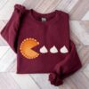 Pac-Man Pumpkin Pie Fall Shirt Funny Trendy Unique Sweatshirt Thanksgiving Gift For Women