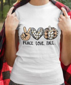 Peace Love Fall Leopard Pumpkin Autumn Tee Peace Love Fall Leopard Pumpkin Autumn Tee
