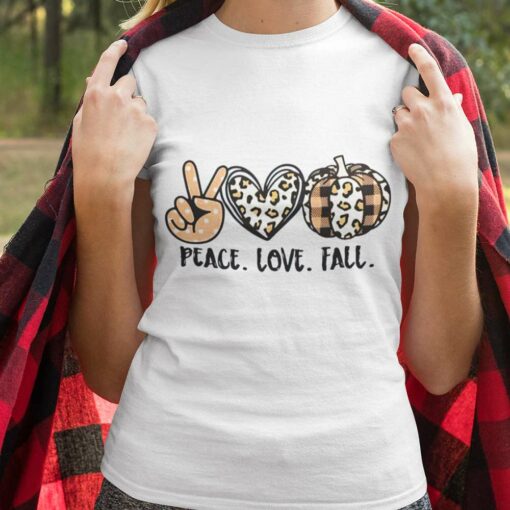 Peace Love Fall Leopard Pumpkin Autumn Tee