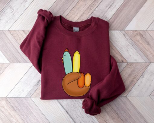 Peaceful Turkey Happy Turkey Day Thanksgiving Funny Fall Season Tee