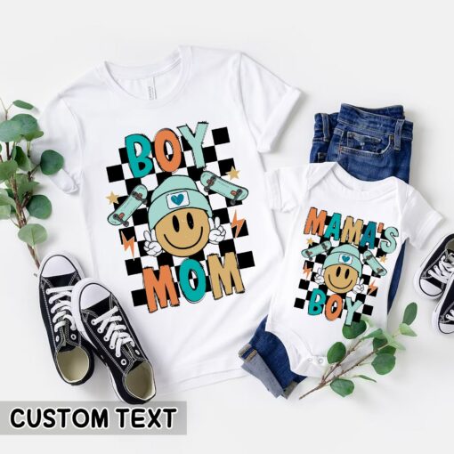 Personalize Boy Mom and Mama’s Boy Matching Shirts Mom and Son Matching Outfits Mother’s Day Gift Mommy and Me Tee