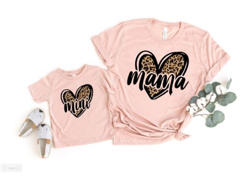 Personalize Custom Leopard Mama Mini Mother’s Day T-Shirt