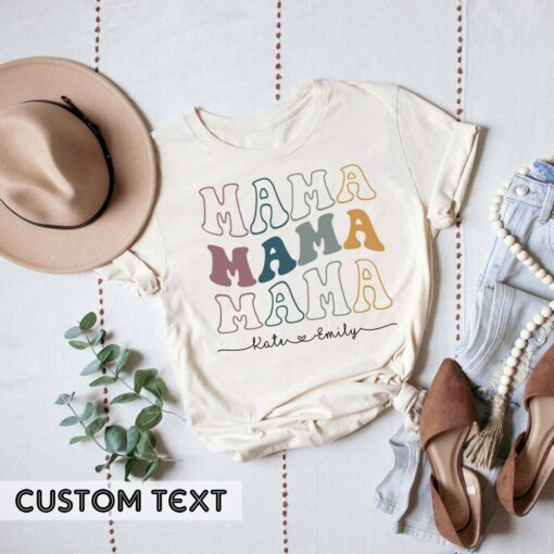 Personalize Custom Mama Mom Heart Kid’s Name Mother’s Day Gift for Mama Shirt