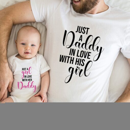 Personalize Just a Daddy in Love with His Girl Shirt Just a Girl in Love with her Daddy Tee Father Daughter Matching Father’s DAy Birthday Gift