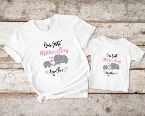 Personalize Our First Mother’s Day Matching Shirt Mommy And Baby Together Outfit Gift for Mom