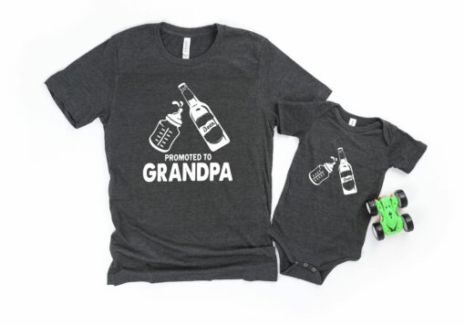 Personalize Promoted to Grandpa Pregnancy Announcement Shirt Father’s Day Tee Gift for New Grandpa