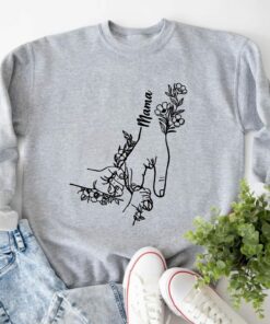 Personalized Baby Name Holding Child And Mama Hands Unique Sweatshirt Personalized Baby Name Holding Child And Mama Hands Unique Sweatshirt