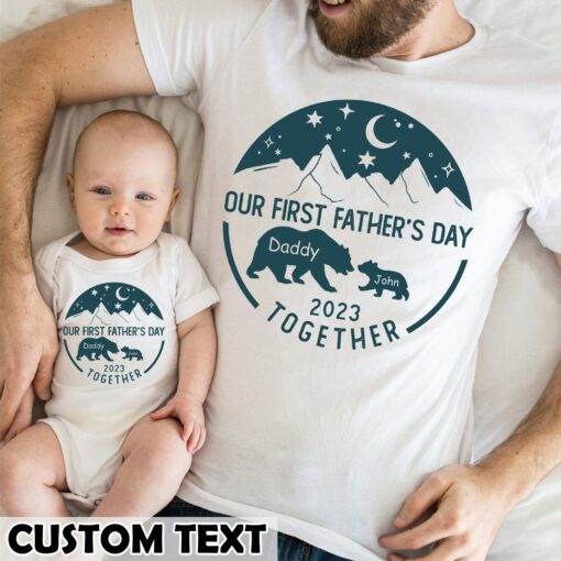 Personalized First Father’s Day Daddy Baby Bear Shirts Matching Dad and Baby Gift For New Dad Gift