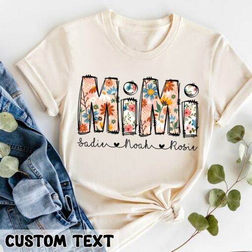 Personalized Floral Mimi with Grandkids Names Shirt Mother’s Day Gift for Grandma