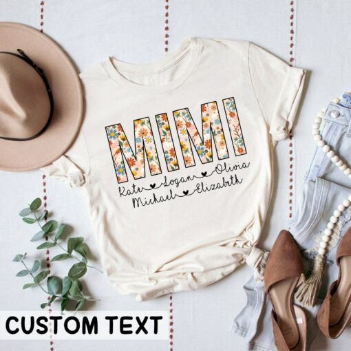 Personalized Floral Mimi with Kids Names Mother’s Day Shirt Custom Kid Names