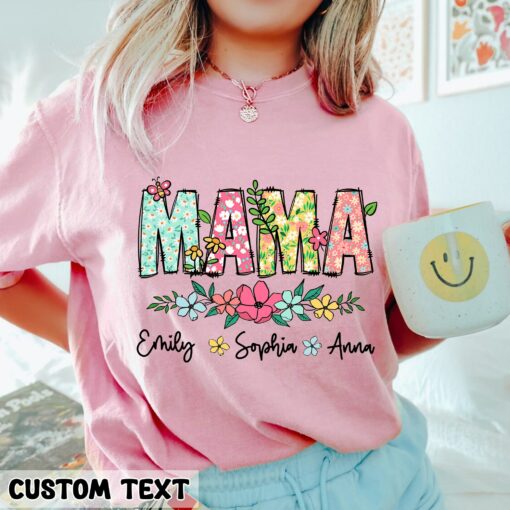 Personalized Mama Floral Shirt With Kids Names Mother’s Day Gift For Mom From Kids