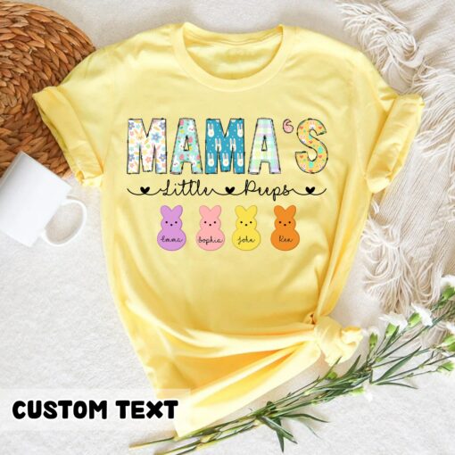 Personalized Mama’s Little Peeps With Kids Names Easter Gift For Mom Mother’s Day Bunny Shirt