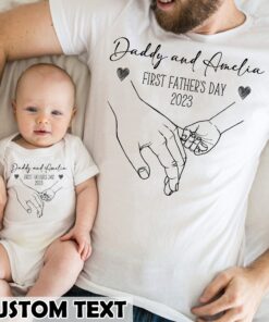 Personalized Our First Father’s Day Matching Dad and Baby Shirts Gift for New Daddy Tee Personalized Our First Father’s Day Matching Dad and Baby Shirts Gift for New Daddy Tee