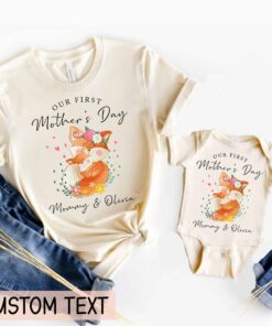 Personalized Our First Mothe’s Day Shirts Matching Fox Mommy And Baby Outfits Happy Mother’s Day Gift