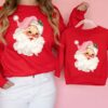 Pink Christmas Santa Mommy and me Funny Christmas Sweatshirt Gift
