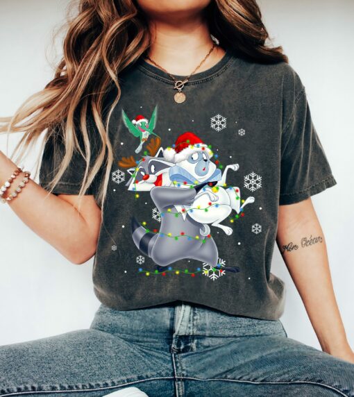 Pocahontas Meeko Flit And Percy Christmas Lights Sweatshirt Disney Xmas Gifts