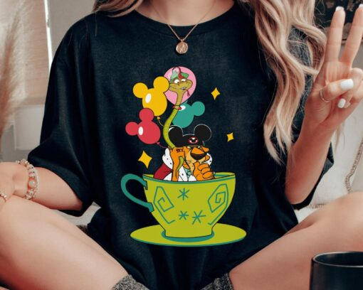 Prince John And Sir Hiss Mickey Balloons Tea Cup Shirt Disneyland Xmas Sweatshirt Gifts