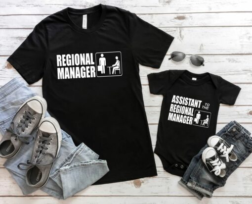 Regional Manager and Assistant to the Regional Manager Shirt The Office 1st Kids Father’s Day Gift Matching Father Son Tee