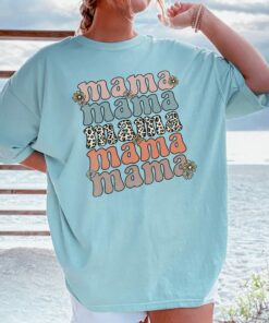 Retro Groovy Floral Mama Shirt Est 2023 Mom Life Mother’s Day Gift
