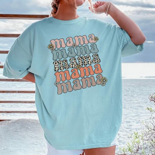 Retro Groovy Floral Mama Shirt Est 2023 Mom Life Mother’s Day Gift