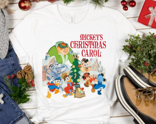 Retro Mickey Minnie Donald Scrooge McDuck Goof Christmas Carol Shirt Xmas Holiday Sweatshirt Gift