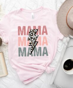 Retro Vintage Mama Leopard Shirt Mom Life Motherhood Gift