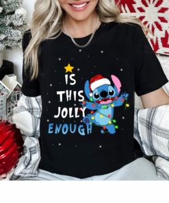 Santa Stitch Is This Jolly Enough Christmas Lights Shirt Cute Disneyland Xmas Gifts Santa Stitch Is This Jolly Enough Christmas Lights Shirt Cute Disneyland Xmas Gifts