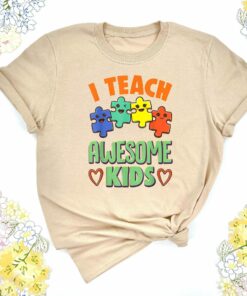 Teacher Shirt For I Teach Awesome Kids For Autism Awareness Shirt Sped Teacher Tee
