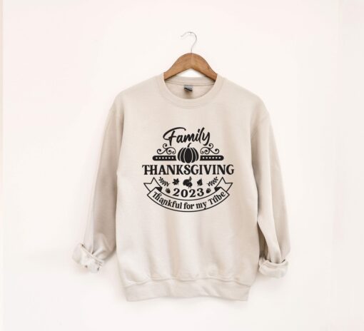 Thankful For My Tribe Friendsgiving Shirt Thankful Family Thanksgiving 2023 T-shirt