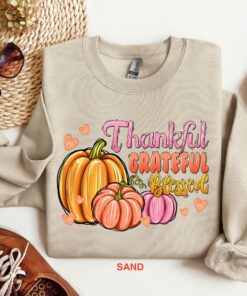 Thankful Grateful Blessed Pink Pumpkin Sweatshirt Lovely Unique Thanksgiving Gift Thankful Grateful Blessed Pink Pumpkin Sweatshirt Lovely Unique Thanksgiving Gift