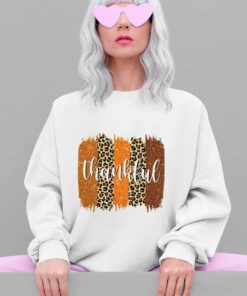 Thankful Leopard Pattern Print Sweatshirt Thankful Leopard Pattern Print Sweatshirt