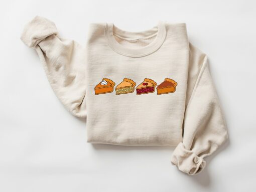 Thanksgiving Pumpkin & Cherry & Pecan Pie Sweater Cute Unique Gift Sweatshirt