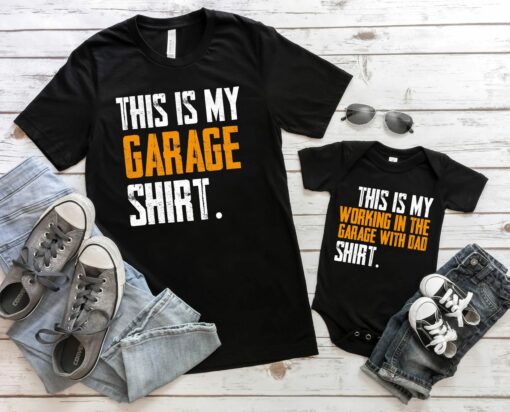 This Is My Working In The Garage With Dad Shirt Daddy And Me Father And Son Matching Set Gift For Husband Father’s Day