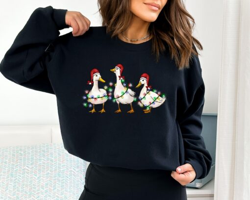 Three Christmas Ducks Funny Animals Christmas Sweatshirt Farm Lover Gift