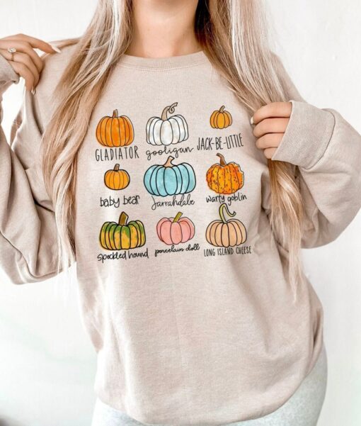 Trendy Pumpkin Print Autumn Harvest Season Cute Shirt