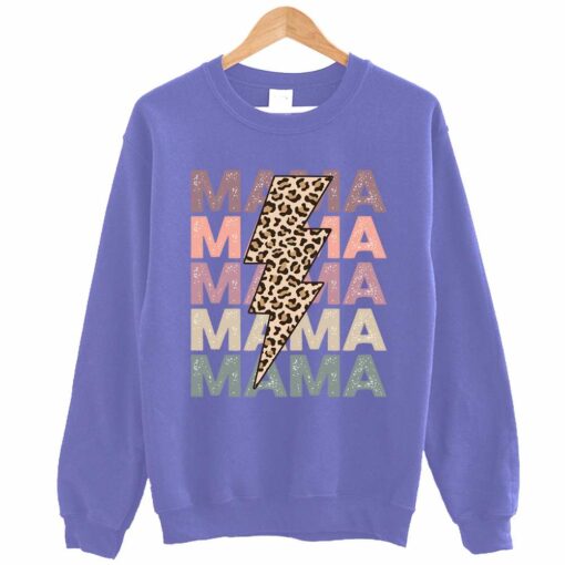 Vintage Mama Leopard Lightning Bolt Sweatshirt