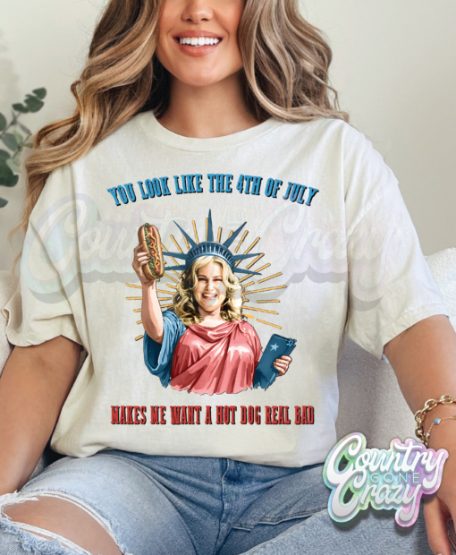 YOU LOOK LIKE THE FOURTH OF JULY  NATURAL T-SHIRT