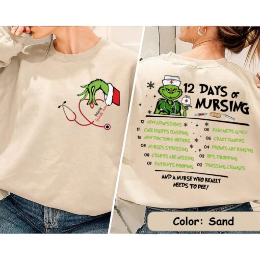 12 Days Of Nursing Grinchmas Funny Christmas Sweatshirt