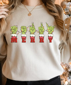 ASL Merry Christmas Hand Language Christmas Sweatshirt Lovely Unique Xmas Gift For Deaf Pride
