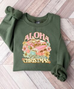 Aloha Christmas Pink Santa Surfing Sweatshirt Cute Unique Xmas Gift Aloha Christmas Pink Santa Surfing Sweatshirt Cute Unique Xmas Gift