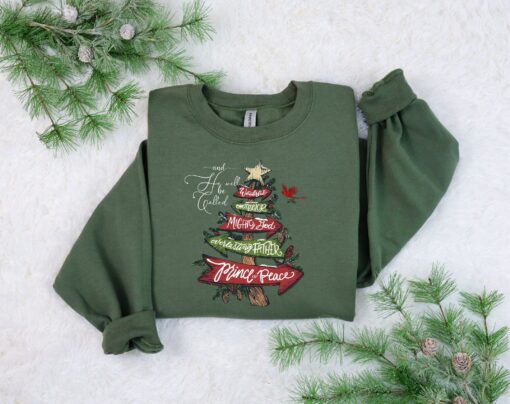 And He Will Be Called Isaiah 96 Jesus Christmas Tree Sweatshirt Lovely Unique Xmas Gift For Christian