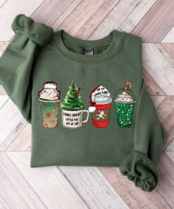 Are You Serious Clark Coffee Cups Santa Hat Bling Sweatshirt Are You Serious Clark Coffee Cups Santa Hat Bling Sweatshirt