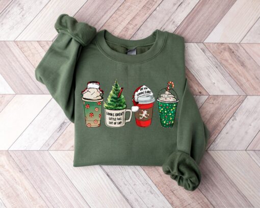 Are You Serious Clark Coffee Cups Santa Hat Bling Sweatshirt