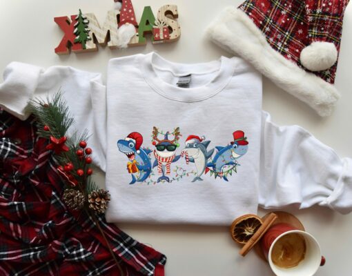 Baby Shark Christmas Lights Funny Cute Unique Sweatshirt