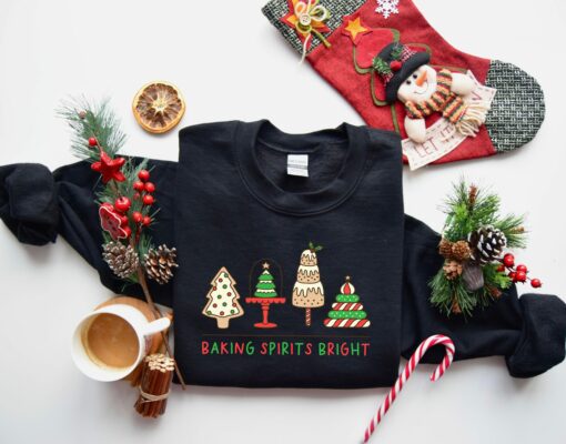 Baking Spirits Bright Christmas Cake Sweets Sweatshirt Cute Unique Xmas Gift