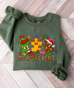 Be Different Autism Awareness Christmas Sweatshirt Cute Unique Xmas Gift