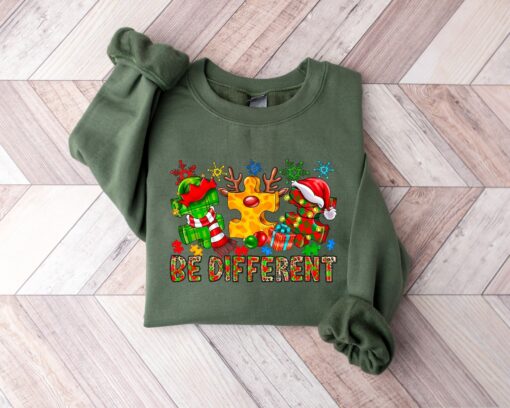 Be Different Autism Awareness Christmas Sweatshirt Cute Unique Xmas Gift