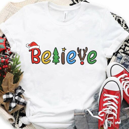 Believe Tree Christmas T-Shirt