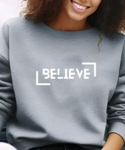 Believe Unisex Cotton Sweatshirt Minimalist Unique Xmas Gift